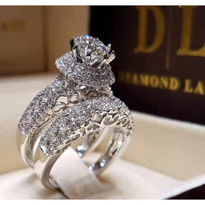 Anillo de Diamantes de Oro Blanco para Mujer Diamond La, Corte Brillante Redondo, Diamante Natural, Anillo de Compromiso, Color G, DJ035 - Product Image 1