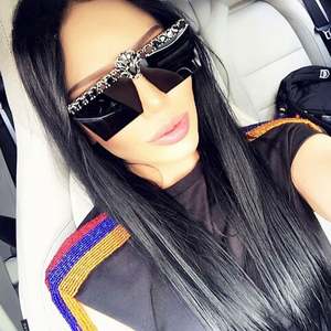 Nouveautés Mode Luxe Lunettes de soleil carrées à monture plate Lunettes de soleil diamantées pour femmes Lunettes de soleil en strass - Product Image 4