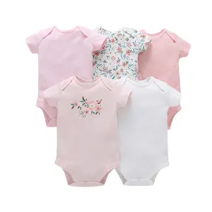 2021 Baby Boy Girls' Romper 5 Pack Short Sleeve Bodysuit Jumpsuit Newborn Baby Cotton Romper