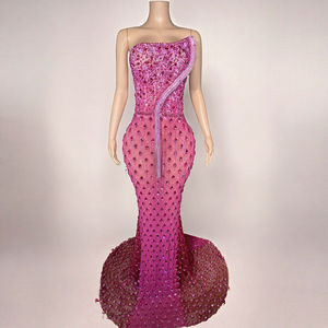 Nouvelle robe de soirée en strass et paillettes pour femmes, robe longue de style A, élégante, décontractée d'été, respirante, luxueuse - Product Image 2