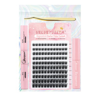Bulu Mata Cluster DIY Lapis Ganda, Bulu Mata Individual Bertumpuk, Volume Maksimal 2-in-1, Cluster Pre-Stacked