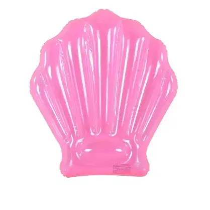 Colchão inflável em PVC cor-de-rosa para piscina, flutuador de conchas para uso em esportes aquáticos