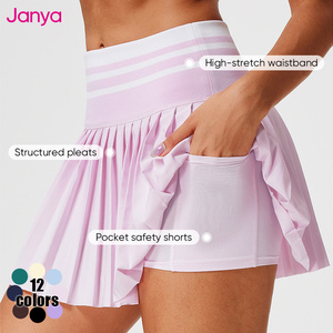 Janya kolsuz spor Fitness üst ve hızlı kuru tenis etek 2 adet Set anti-pozlama renk engelleme Golf tenis aşınma kadınlar için setleri - Product Image 5