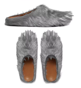Mules en <span class=keywords><strong>fourrure</strong></span> pour hommes avec logo personnalisé, motif patte d'animal et griffes métalliques, design artistique pour un style affirmé - Product Image 5