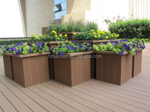 Parc jardin wpc boîte <span class=keywords><strong>à</strong></span> <span class=keywords><strong>fleurs</strong></span> durable résistant aux intempéries wpc <span class=keywords><strong>bois</strong></span> <span class=keywords><strong>extérieur</strong></span> métal acier planteur pot poubelle - Product Image 4