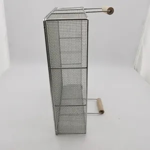 Metal Wire Mesh Basket Stainless Steel Storage Metal Wire Mesh Baskets Organizers With Wood Handle