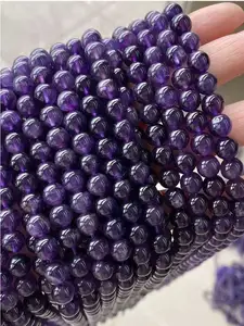 AAA Grade 8mm Round Natural Amethyst Stone Beads Bracelet Healing Necklace Loose Gemstone Stone Round Beads For Jewelry Making