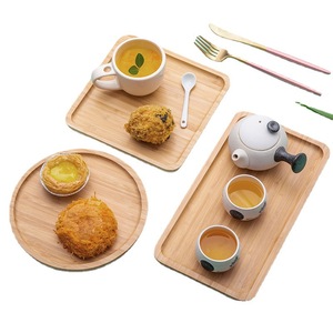 Bamboo Serving <b>Tray</b> Set Rectangular And Round With Teacup And Tea Pot For Japanese Tableware <b>Dinner</b> Use - Product Image 1