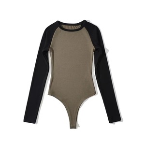 Mono de forro polar cepillado de manga raglán estilo casual sexy para otoño, camiseta de manga larga ajustada para mujer - Product Image 5