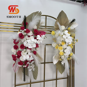 Arrangement floral de toile de fond de mariage lisse décoration de rangée de fleurs de pampa séchées artificielles pour la fête de noël - Product Image 3