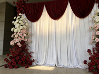 Wedkey Rideau de fond de scène rouge foncé soyeux et sans plis, en polyester et élasthanne, pour la photographie de mariages et la décoration tendance