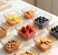 Transparante kleine voedselbordjes, fruitplateau, dikke acryl schaal met compartimenten, snack- en dessert schaal, hotelschaal voor gebak, dessertkom