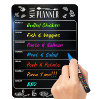Tableau de planification des repas magnétique en PVC écologique personnalisé pour réfrigérateur, menu hebdomadaire, tableau effaçable au marqueur fluo, organisateur d'épicerie