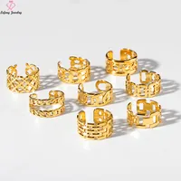 Lefeng 2022 בציר זהב חלול רב-סגנון פתוח נירוסטה 18K זהב מצופה נשים מתכוונן טבעת תכשיטים