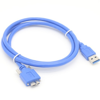 Kabel Transfer Data Kamera Industri USB 3.0 AM ke Micro BM Koaksial dengan Sekrup Pengunci dan Selubung PVC