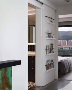 Porte intérieure gain de place pour petite pièce, vente chaude, porte coulissante avec rail de suspension, porte en bois intérieure personnalisée - Product Image 4