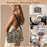 Tas Kosmetik Perjalanan Portabel Besar Tahan Air Mewah dengan Cermin LED dan Kotak Makeup Kustom