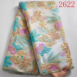 Tessuto di pizzo africano di alta qualità Online broccato Jacquard e tessuto di pizzo abiti <span class=keywords><strong>donna</strong></span> lusso Tulle francese pizzo nigeriano 2622 - Product Image 5