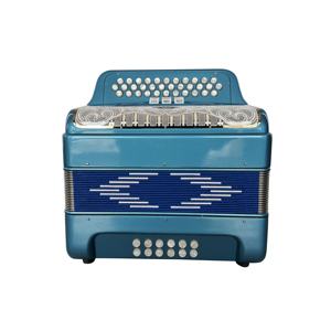 Acordeón Diatónico SEASOUND, Instrumento de 34 Botones, 12 Bajos, 3 Registros, Color Azul Metálico, Botones Blancos con Rejilla Dorada, Madera JB3412C - Product Image 1