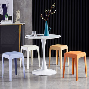 Plastic Stool <b>Stackable</b> Extra Thick Square Seat Home Living Room <b>Dining</b> <b>Chair</b> Minimalist Nordic Style High Stool - Product Image 4