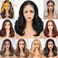 Perruque Avant en Dentelle X-TRESS 13x6 HD Sans Colle, Pré-Épilée, Raie Libre, Longue, Synthétique, Avec Mèches