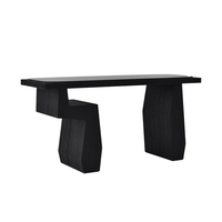 Table à manger rectangulaire en bois de frêne de forme spéciale, minimaliste, moderne, noire, au design original pour hôtel, villa, meubles de salle à manger