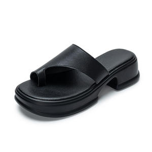 Chaussures pour femmes Yearning en cuir véritable antidérapantes, dessus en cuir de vachette souple, talon de 5 cm, respirantes, confortables, pour l'extérieur et la mode - Product Image 1