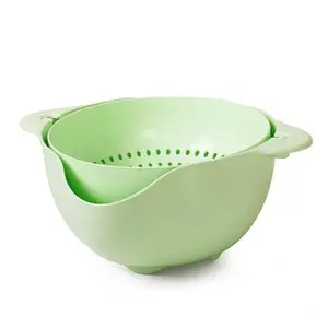 Cute double layer hollowed out vegetable and fruit Plastic Drain basket with handle for coffee table household use