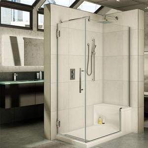 <span class=keywords><strong>Porte</strong></span> de <span class=keywords><strong>douche</strong></span> en verre trempé à battant unique de style italien Charnière carrée à cadre sans cadre en alliage d'aluminium de 8mm pour usage extérieur - Product Image 5