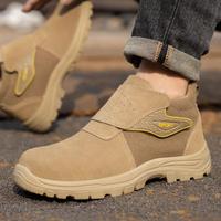 Chaussures de sécurité légères à embout d'acier pour les travailleurs, chaussures de travail en cuir avec embout d'acier pour hommes