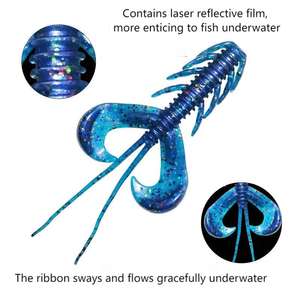 Appâts de pêche souples OEM 7cm/1.7g, appâts de pêche souples en forme de crevette, appâts souples en forme de homard, appâts souples à double queue flottants, montage Ned, bar de mer, eau salée - Product Image 2