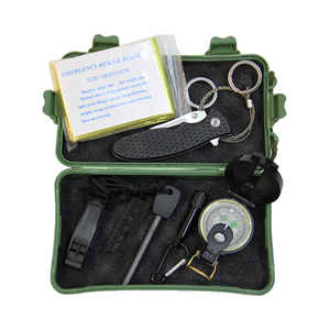 Emergency Gear Professional <b>Multi</b> <b>Tool</b> Sets Outdoor <b>Camping</b> Hiking Traveling 7 in 1 Survival Kit Lightweight Green Plastic Box - Product Image 1