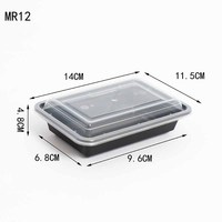 Boîte Bento jetable en PP Mercura, compatible micro-ondes, avec couvercle, style moderne, pour emballage de repas à emporter