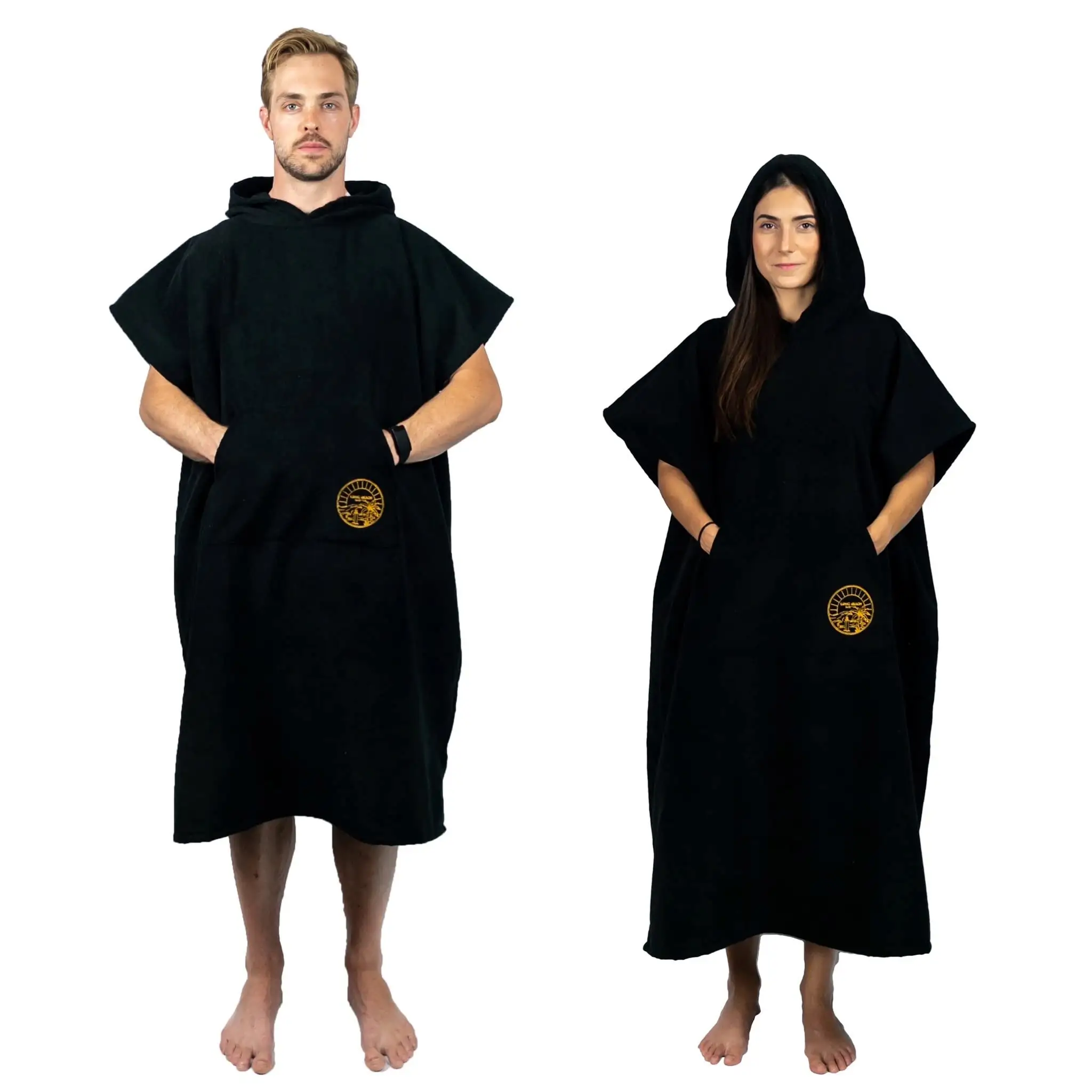 Poncho Towel Wholesale Customized Adults Hooded 100% Cotton Surf Poncho Hooded Beach Robe Towel surf changing robe
