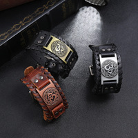 Offres Spéciales Vintage tissé peau de vache manchette Bracelet pour hommes nordique Viking Style usine directe accessoire chaud sur les accessoires de mode