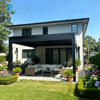 Pergola bioclimatique en aluminium Sweet Home avec commande motorisée, toit à lamelles rétractables, toit solide, auvent personnalisé pour balcon, terrasse extérieure