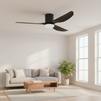 Ventilateur de plafond LED moderne encastré avec moteur AC/DC, éclairage LED dimmable, télécommande, silencieux, pour chambre à coucher