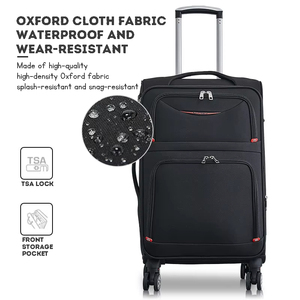Oxford Cloth Trolley Suitcase 360 Degree Spinner Wheels TSA <b>Lock</b> Business Travel Lightweight Durable Solid Color Zipper Closure - Product Image 3
