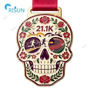 Medalla Personalizada <span class=keywords><strong>de</strong></span> Maratón Virtual 21K 21.1K con Diseño <span class=keywords><strong>de</strong></span> Calavera <span class=keywords><strong>de</strong></span> Robot para Corredores, Medallón Personalizado para Medalla <span class=keywords><strong>de</strong></span> Meta <span class=keywords><strong>de</strong></span> Carrera, Medalla Personalizada para Medio Maratón - Product Image 5