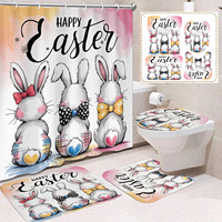 Rideau de douche en polyester motif lapin de Pâques et œuf, ensemble de rideaux de salle de bain, décoration de salle de bain, séchage rapide, installation facile, personnalisable