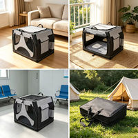Cage de transport souple pour chien, sac de voyage portable pour animaux de compagnie avec fenêtres en maille pour chiens et chats de taille moyenne à grande, niche pliable pour les voyages en voiture