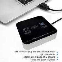 Lecteur de carte à puce NFC ID IC 125Khz 1D 2D QR Code Scan RFID QR Code Reader Interface USB sans contact Lecteur de carte de bureau