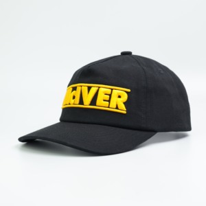 Mũ bóng chày năm mảnh màu đen làm bằng cotton 100% với các cạnh cong và thiết kế 3D phù hợp để mặc ngoài trời vào mùa xuân và mùa hè - Product Image 1