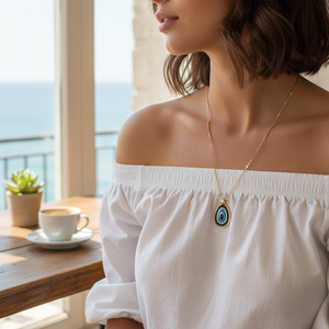 Collier pendentif œil maléfique tendance, accessoire élégant - Product Image 3