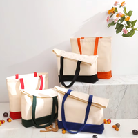 Sac fourre-tout en toile blanche Xincai pour l'été, fermeture éclair, doublure en PVC noir, logo imprimé personnalisé, poches résistantes à l'eau, poignée en gros pour l'automne