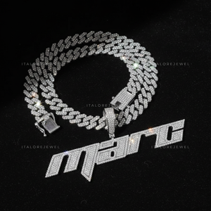 Colgante de letra MARC de plata 925 con acabado en oro y moissanita, collar de alfabeto, joyería de moda para fiesta hip hop, regalo de amuleto. - Product Image 3