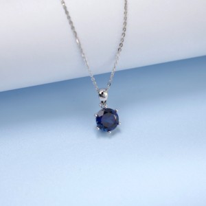 จี้แซฟไฟร์หกกรงเล็บเงิน 925 สร้อยคอเรียบง่ายคลาสสิก - Product Image 3