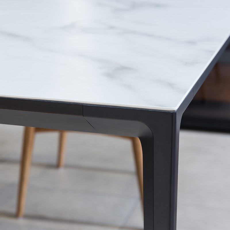 Faux Marble Stone Top Dining Table 1800*900*750mm Gold Finish Diamond Leg