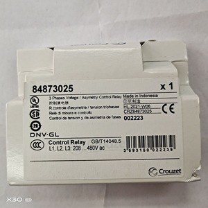 Crouzet Control <b>Relay</b> MWUA84873025 Single Pole Double Throw Contact 3x208-480V 50/60Hz Protection <b>Relay</b> - Product Image 3