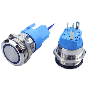 12/16/19/22 มม. สวิตช์ปุ่มกด LED แบบกันน้ำ รีเซ็ตแบบชั่วขณะ 1NO ขั้วต่อ 12V/220V IP65 - Product Image 1